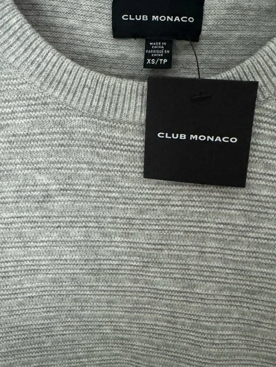 NWT Club Monaco Links Stripe Crew Sweater - Light Grey XS - Picture 4 of 6